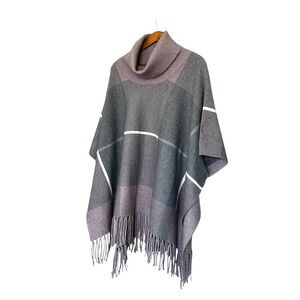 House Of Harlow 1960 cowl neck poncho fringe lavender gray one size NWT